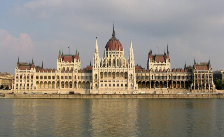The Hungarian Parliament Building on the Danube in Budapest