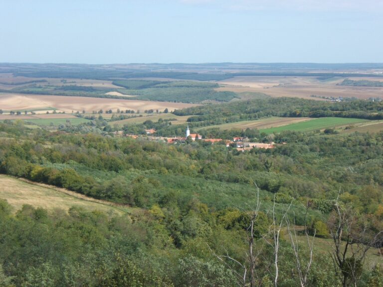 Rural village landscape in Somogy County, Hungary
