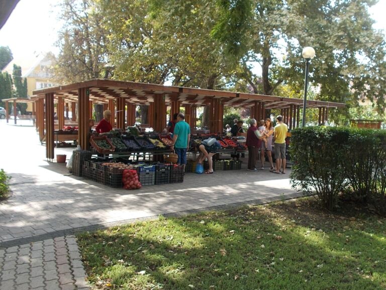Outdoor farmers market on Lake Balaton’s southern shore