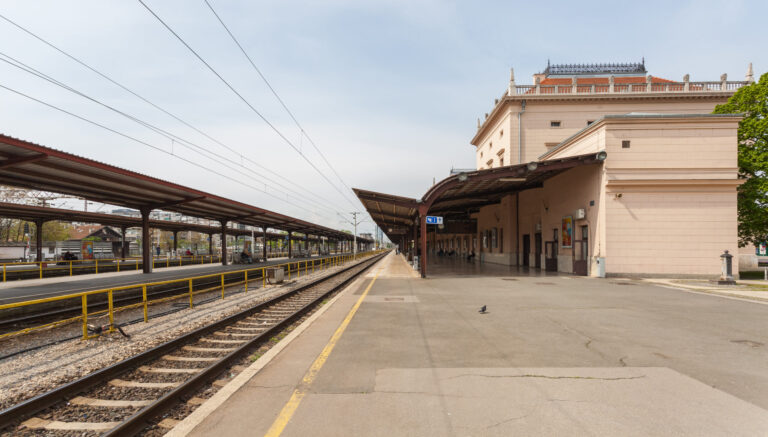 The grand facade of Zagreb main railway station in Croatia