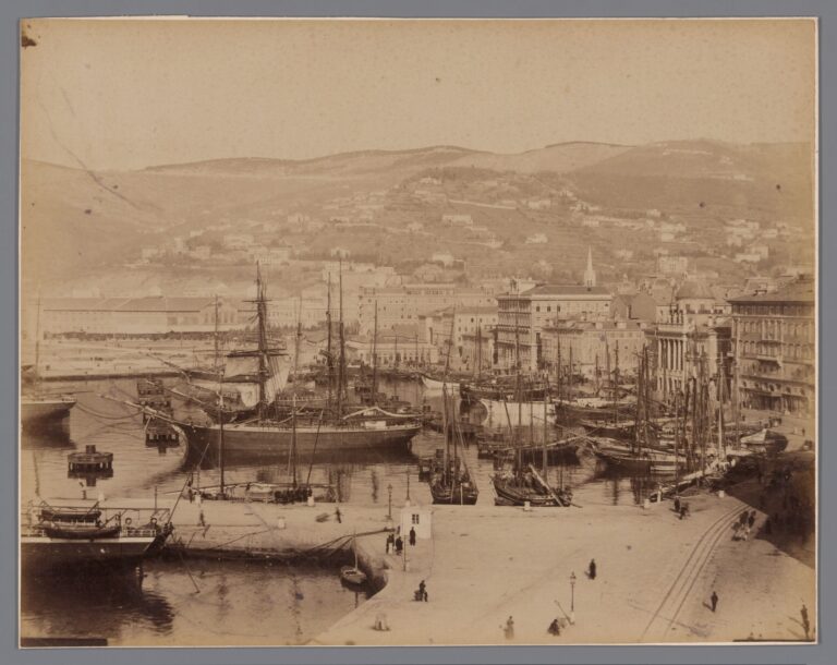 Historic photograph of the harbor and Riva of Trieste in the 1800s