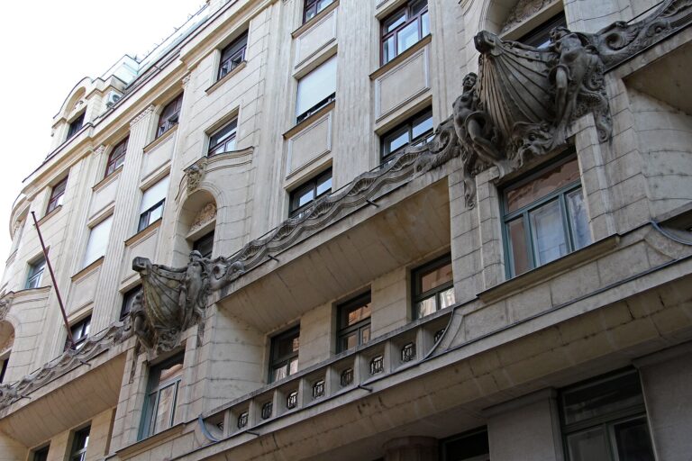 The art nouveau former headquarters of the Hungarian Royal River and Sea Shipping Company on Apaczai Csere Janos street in Budapest